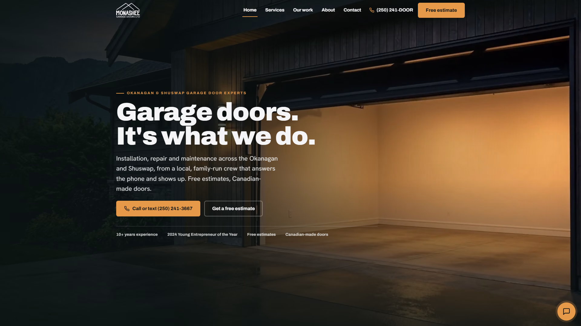 Monashee Garage Doors website by TheBomb®, Garage Doors in Armstrong, BC